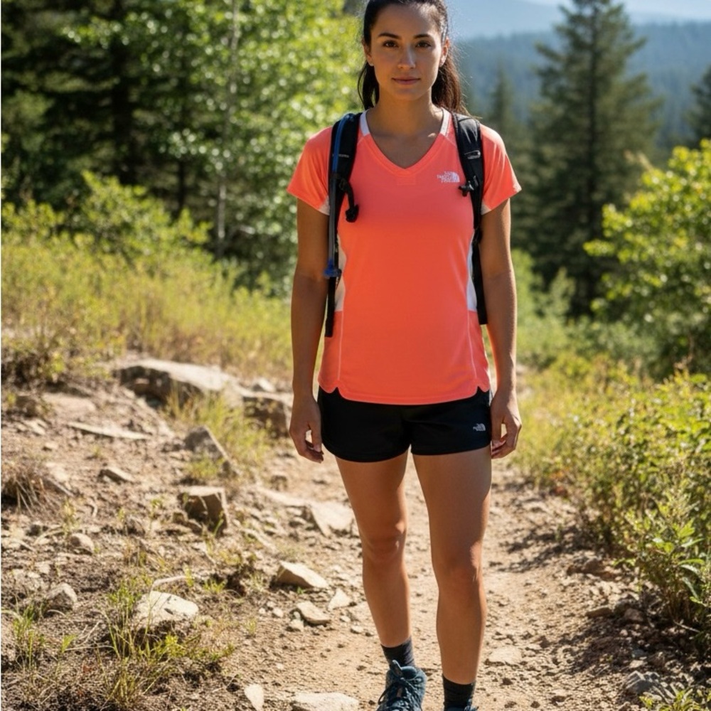 The North Face Neon Yellow and Bright Orange Active Tops - Picture 2 of 7